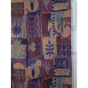 Kilim Style Upholstery Fabric 1 3/4 Yards 58" Purple Floral Patchwork Multi New